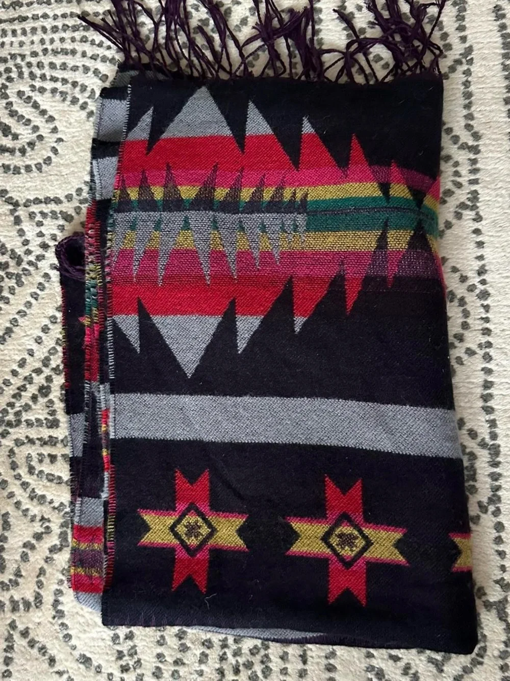 pistil Black, Red, Yellow Patterned Knit Scarf